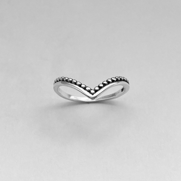 💞TOP SELLER💞Sterling Silver V Shape Ring with Dots, Chevron Rings, Stackable - Picture 5 of 12